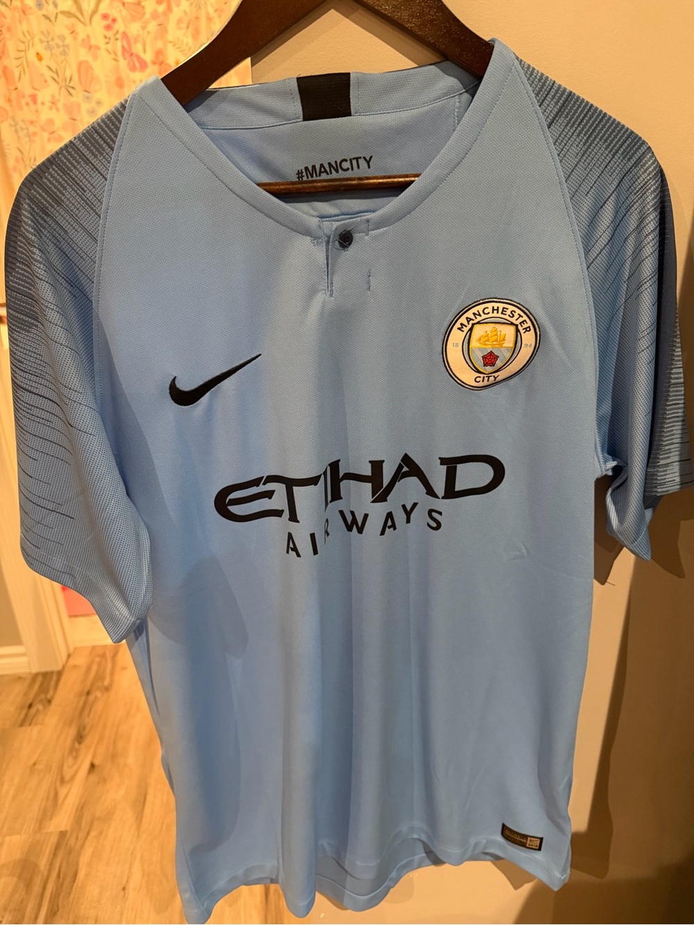 Nike Manchester City Men’s Sky Blue Football Jersey with Black Accents